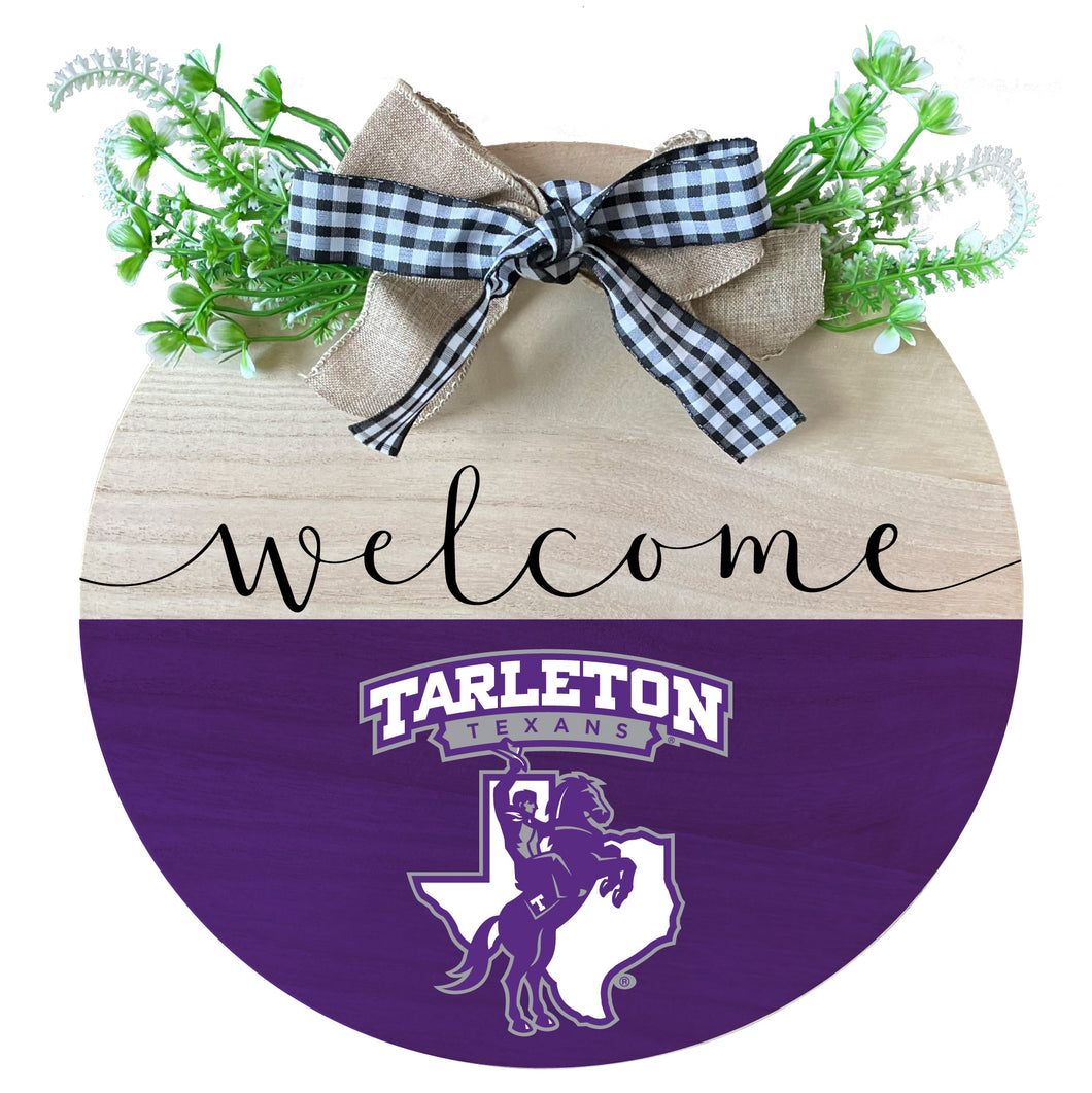 Tarleton State University Wooden Wreath Welcome Sign Officially Licensed Collegiate Product Single