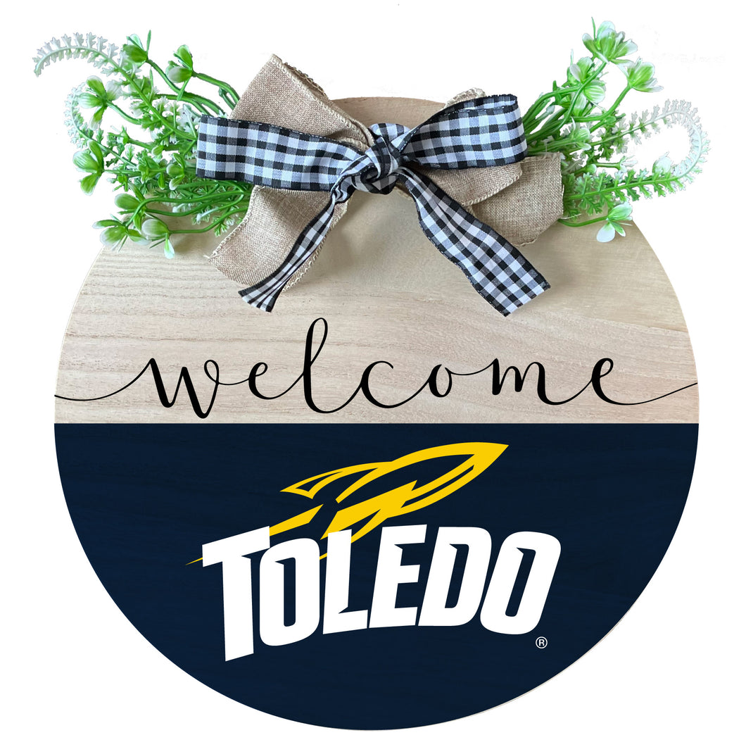 Toledo Rockets Wooden Wreath Welcome Sign Officially Licensed Collegiate Product Single