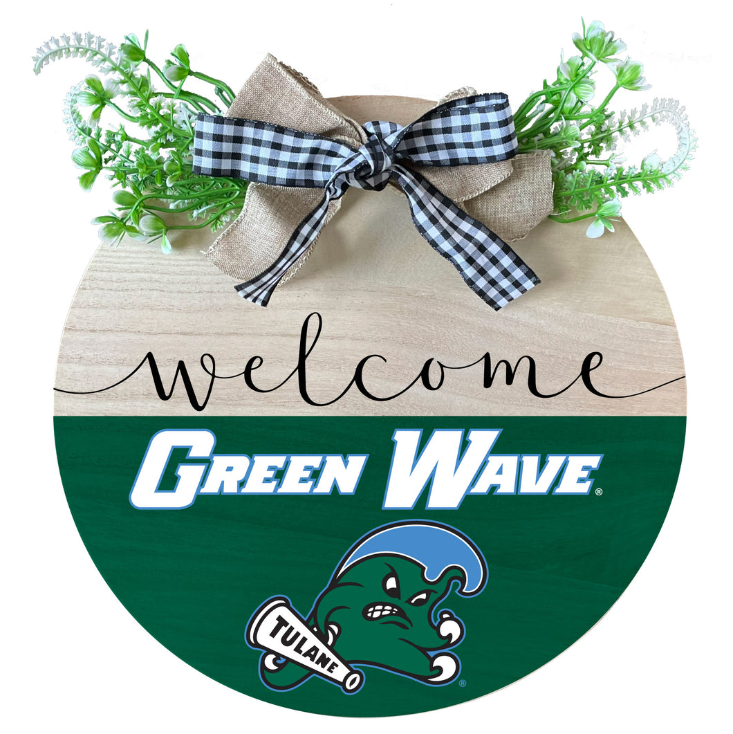 Tulane University Green Wave Wooden Wreath Welcome Sign Officially Licensed Collegiate Product 2-Pack