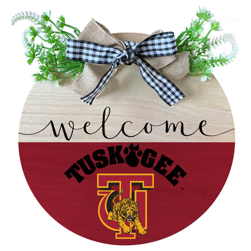 Tuskegee University Wooden Wreath Welcome Sign Officially Licensed Collegiate Product Single