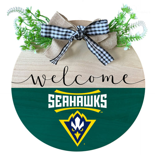 North Carolina Wilmington Seahawks Wooden Wreath Welcome Sign Officially Licensed Collegiate Product Single