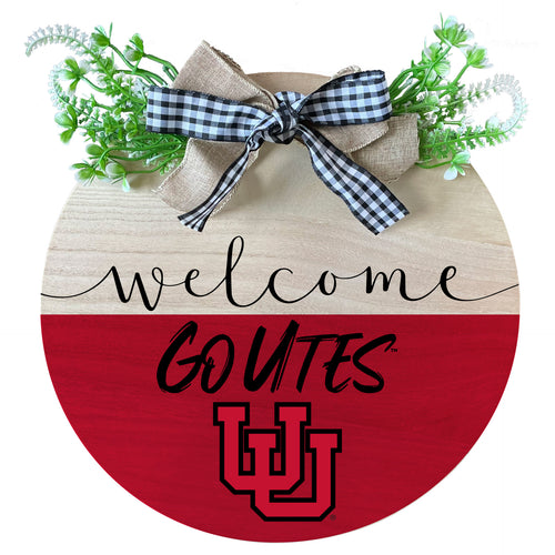 Utah Utes Wooden Wreath Welcome Sign Officially Licensed Collegiate Product Single