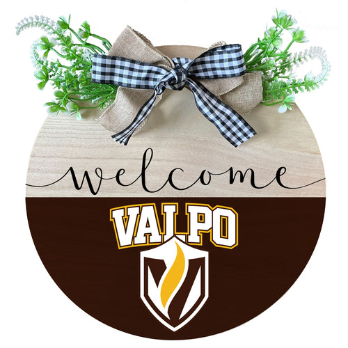 Valparaiso University Wooden Wreath Welcome Sign Officially Licensed Collegiate Product Single