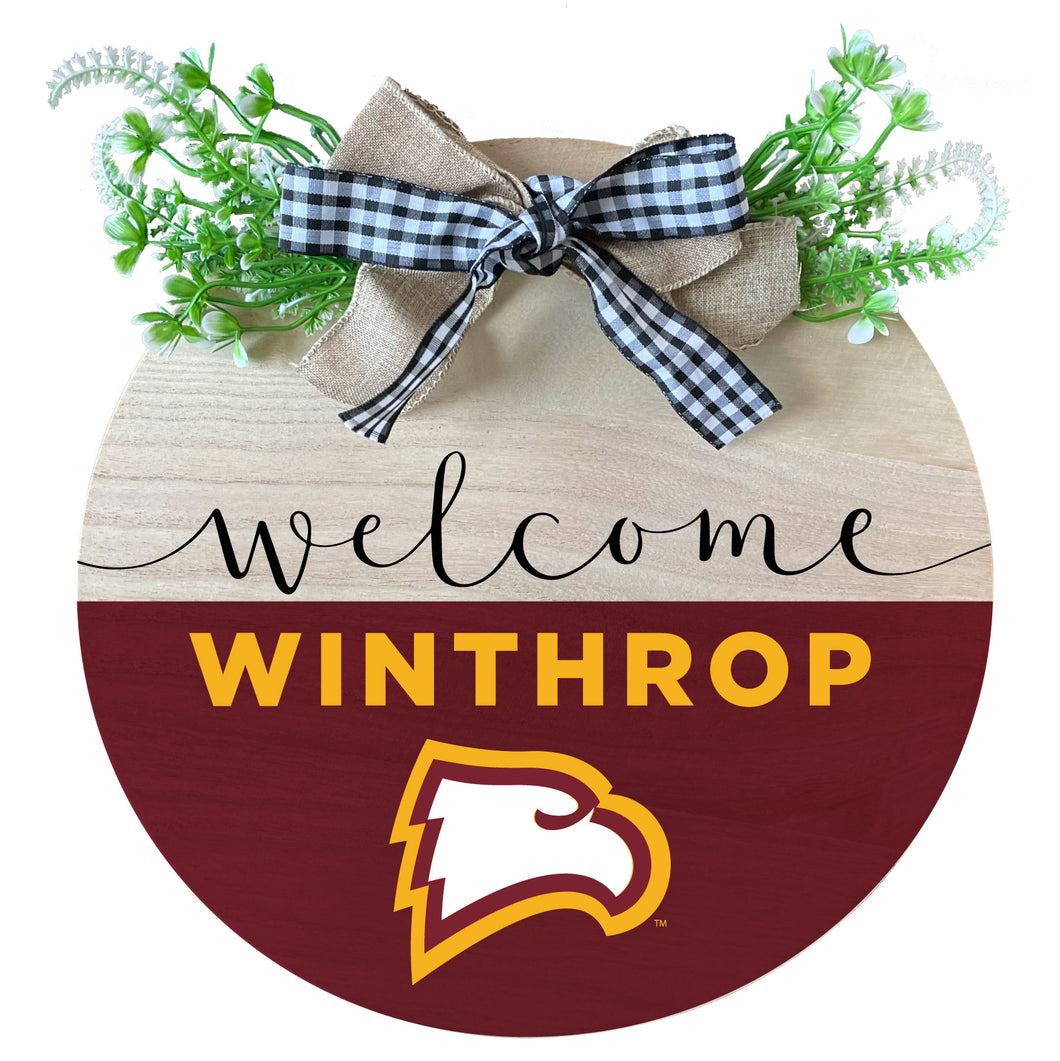 Winthrop University Wooden Wreath Welcome Sign Officially Licensed Collegiate Product Single