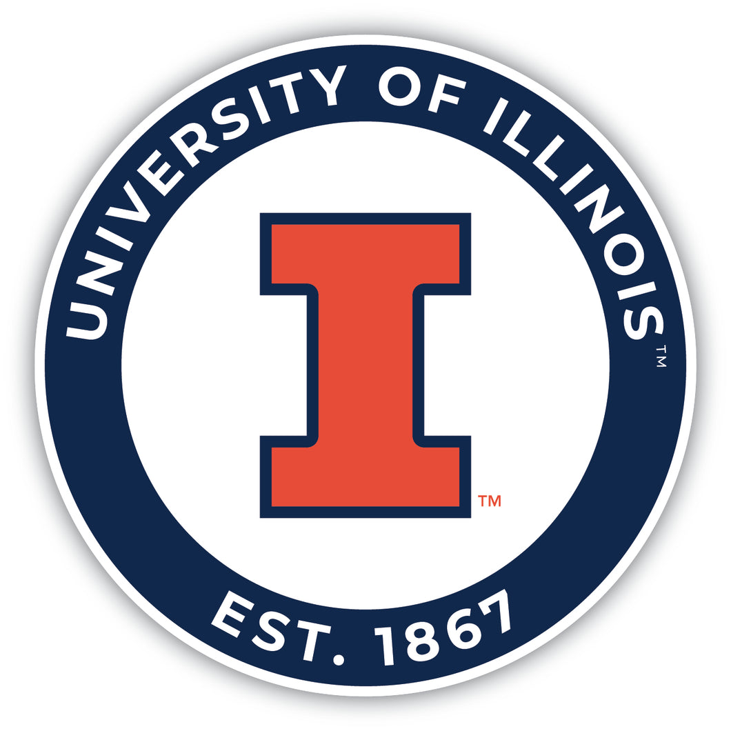 Illinois Fighting Illini Round Magnet Officially Licensed Collegiate Product 8-Inch