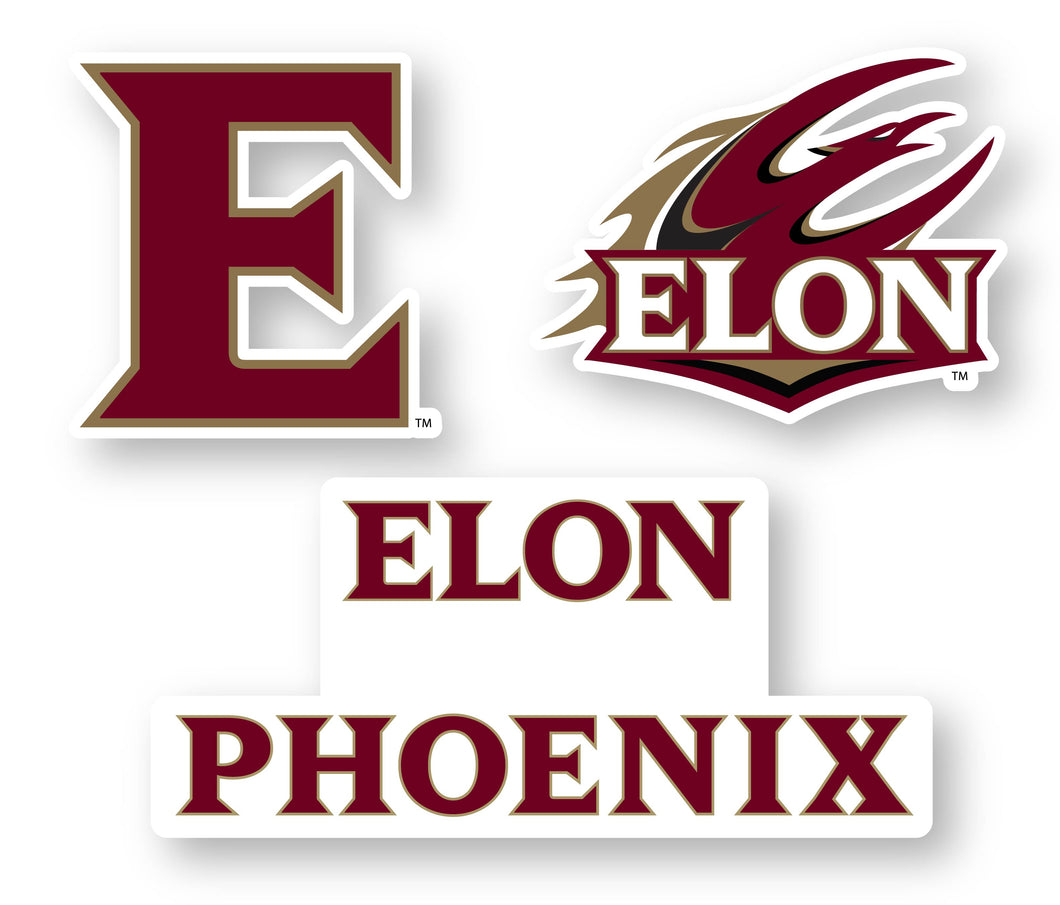 Elon University Vinyl Decal Sticker 3 Pack 4-Inch Each Officially Licensed Collegiate Product 