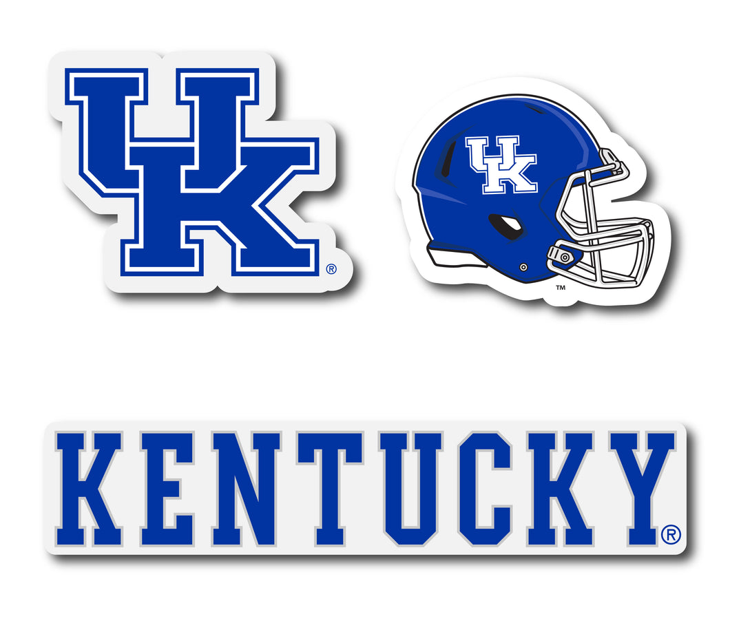 Kentucky Wildcats Vinyl Decal Sticker 3 Pack 4-Inch Each Officially Licensed Collegiate Product 