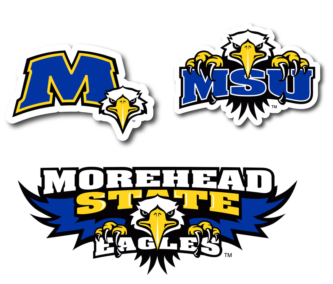 Morehead State University Vinyl Decal Sticker 3 Pack 4-Inch Each Officially Licensed Collegiate Product 