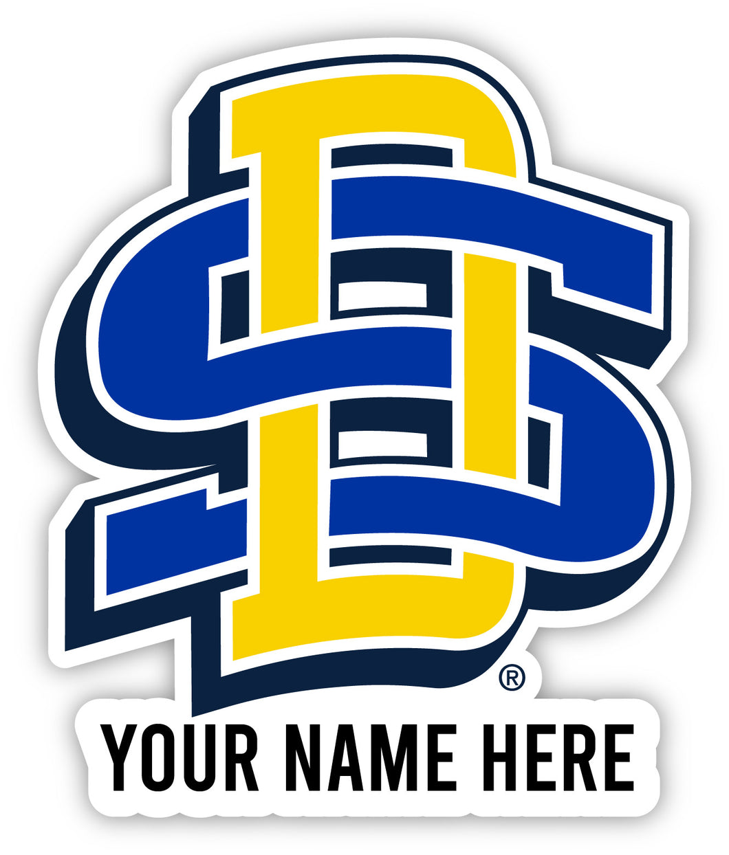 South Dakota State Jackrabbits Customizable Round Vinyl Decal Sticker Officially Licensed Collegiate Product 12-Inch