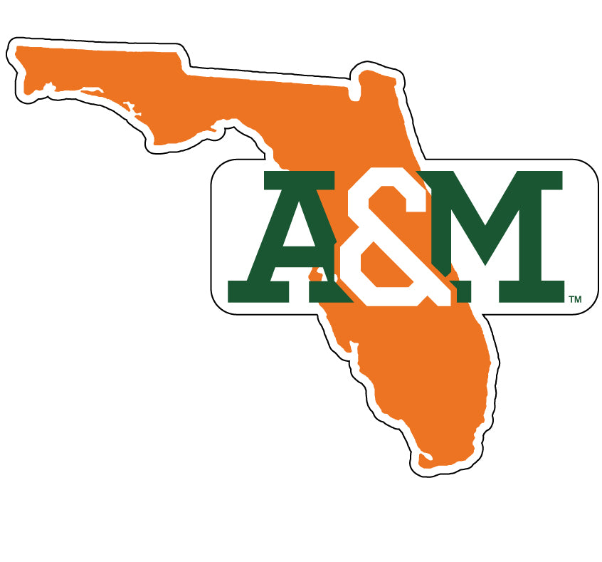 Florida A&M Rattlers 4-Inch State Shape NCAA Vinyl Decal Sticker for Fans, Students, and Alumni