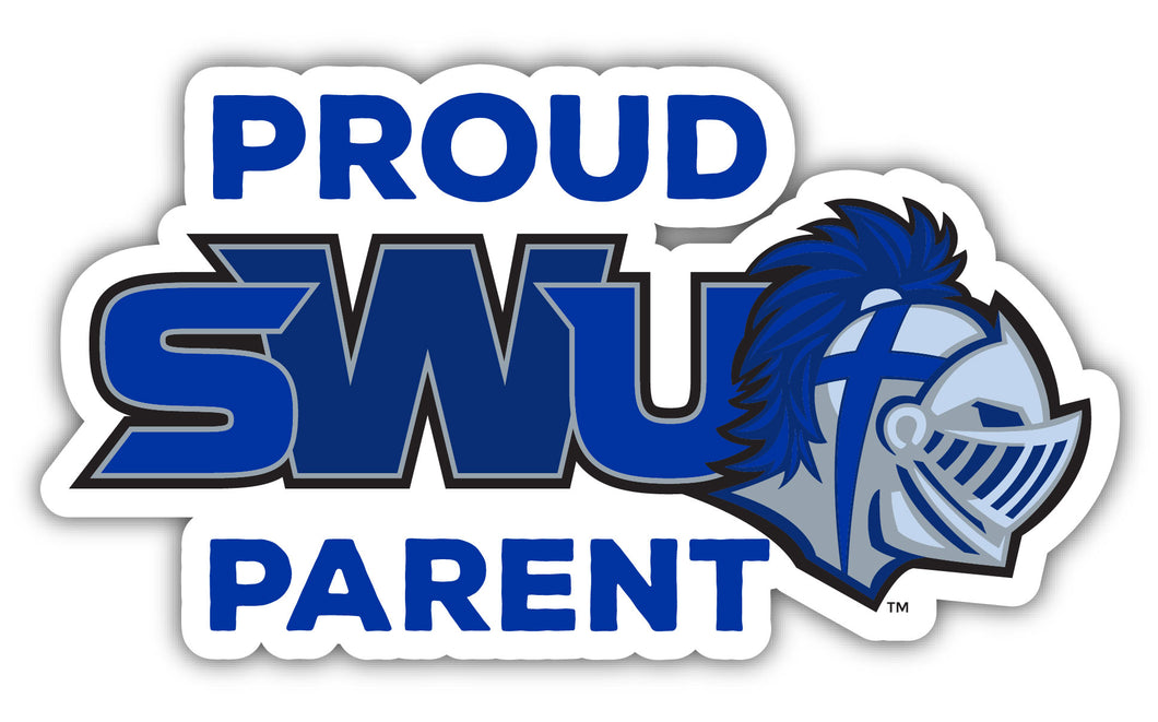 Southern Wesleyan University 4-Inch Laser Cut Proud Parent Decal Sticker Officially Licensed Collegiate Product 4-Pack