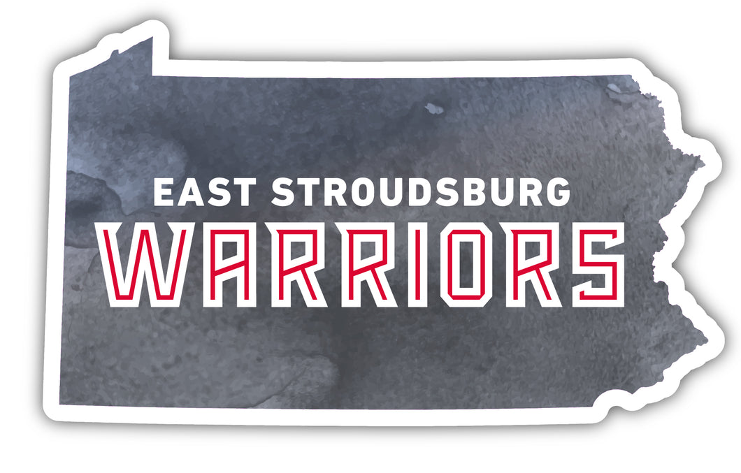 East Stroudsburg University 4-Inch Watercolor State Shaped NCAA Vinyl Decal Sticker for Fans, Students, and Alumni