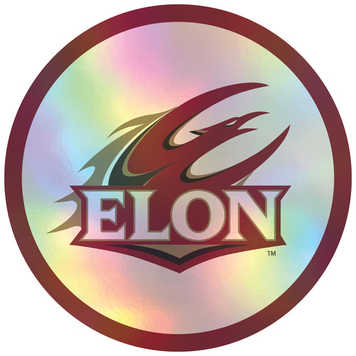 Elon University 4-Inch Holographic Vinyl Decal Sticker Officially Licensed Collegiate Product 4-Pack