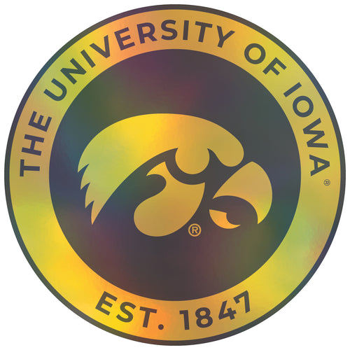 Iowa Hawkeyes 6-Inch Holographic Vinyl Decal Sticker Officially Licensed Collegiate Product 4-Pack