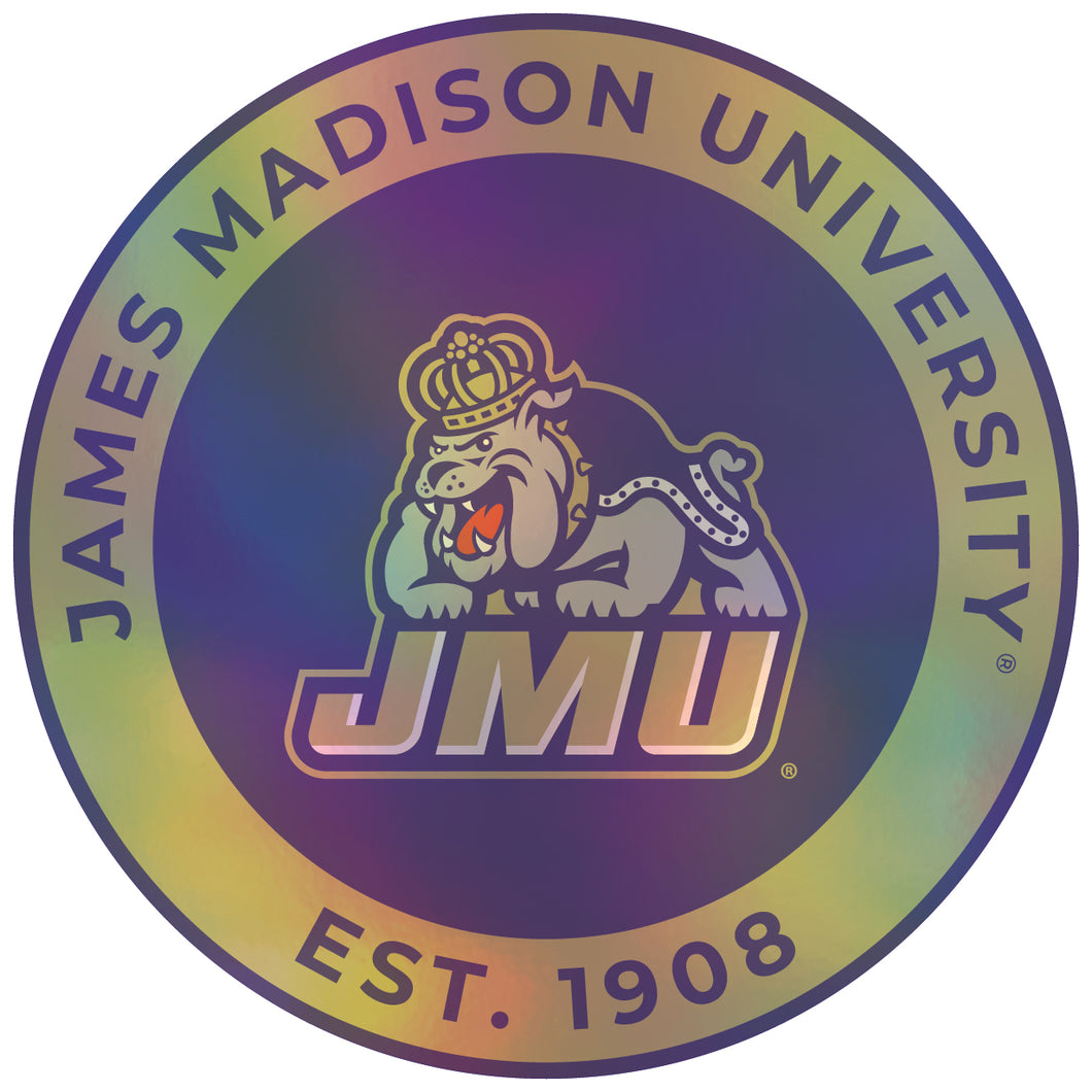 James Madison Dukes 2-Inch Holographic Vinyl Decal Sticker Officially Licensed Collegiate Product 4-Pack