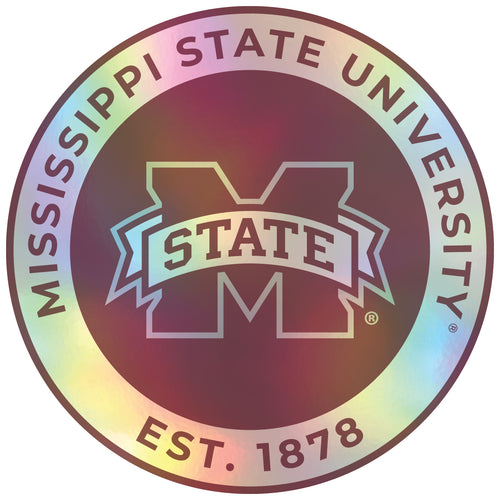 Mississippi State Bulldogs 8-Inch Holographic Vinyl Decal Sticker Officially Licensed Collegiate Product 4-Pack