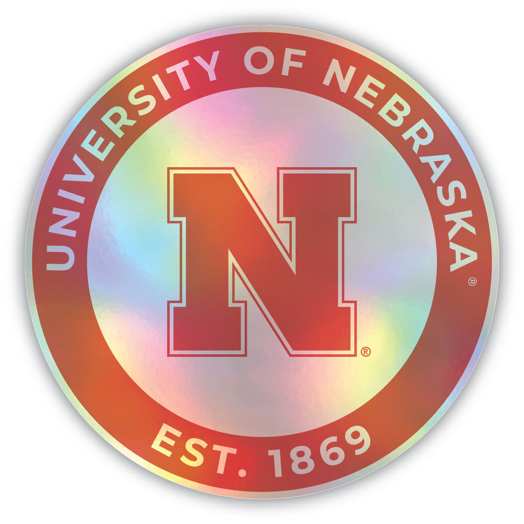 Nebraska Cornhuskers 8-Inch Holographic Vinyl Decal Sticker Officially Licensed Collegiate Product Single