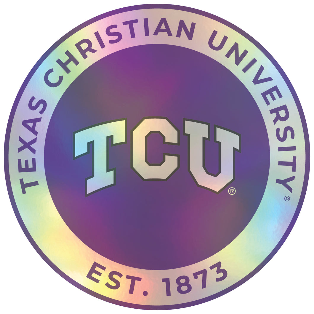 Texas Christian University 8-Inch Holographic Vinyl Decal Sticker Officially Licensed Collegiate Product Single