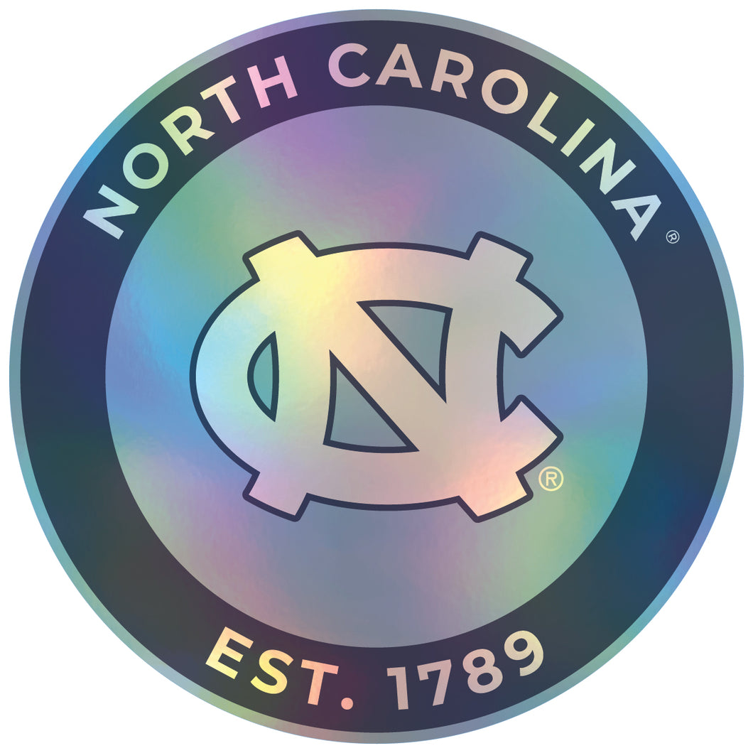 UNC Tar Heels 4-Inch Holographic Vinyl Decal Sticker Officially Licensed Collegiate Product 4-Pack