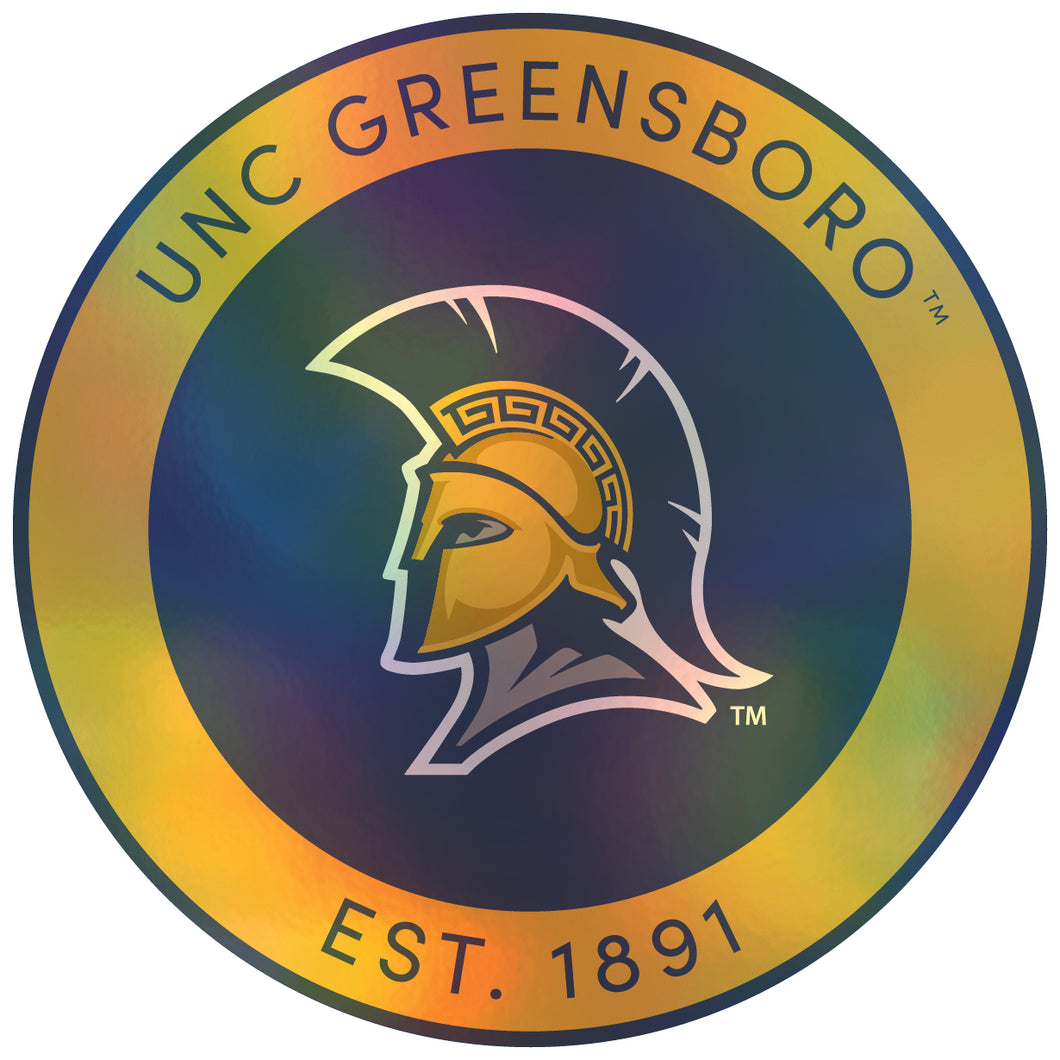 North Carolina Greensboro Spartans 3-Inch Holographic Vinyl Decal Sticker Officially Licensed Collegiate Product Single