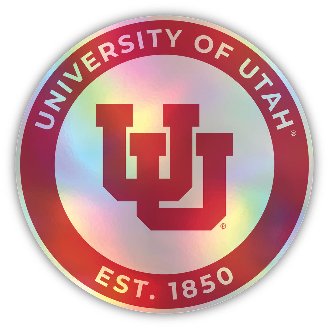 Utah Utes 8-Inch Holographic Vinyl Decal Sticker Officially Licensed Collegiate Product Single