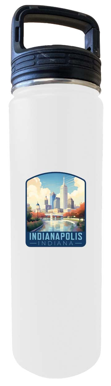 Indianapolis Indiana Design A Souvenir 32 oz Insulated Stainless Steel Tumbler Water Bottle with Screw on Lid White 4-Pack