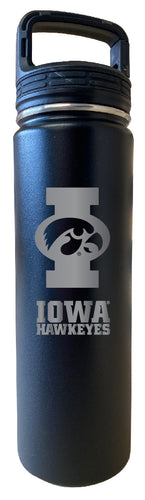 Iowa Hawkeyes 32 oz Engraved Insulated Stainless Steel Tumbler Water Bottle with Screw on Lid Officially Licensed Collegiate Product Black