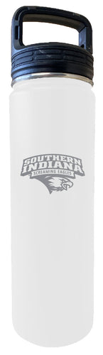 University of Southern Indiana 32 oz Engraved Insulated Stainless Steel Tumbler Water Bottle with Screw on Lid Officially Licensed Collegiate Product White