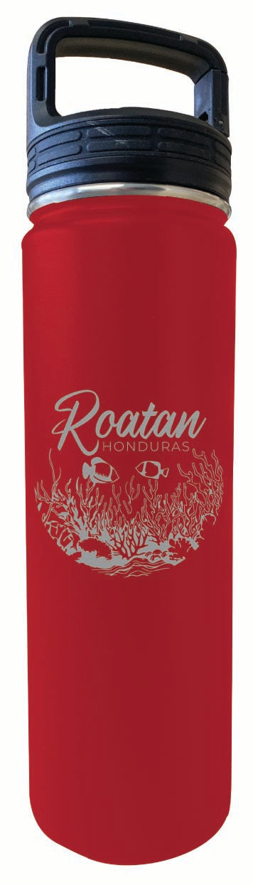 Roatan Honduras Souvenir 32 oz Engraved Insulated Stainless Steel Tumbler Water Bottle with Screw on Lid