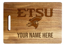 Load image into Gallery viewer, East Tennessee State University Customizable Engraved Wooden Cutting Board 10&quot; x 14&quot; Acacia Wood Officially Licensed Collegiate Product
