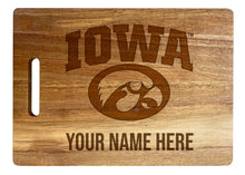 Load image into Gallery viewer, Iowa Hawkeyes Customizable Engraved Wooden Cutting Board 10&quot; x 14&quot; Acacia Wood Officially Licensed Collegiate Product
