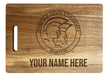 Load image into Gallery viewer, Norfolk State University Customizable Engraved Wooden Cutting Board 10&quot; x 14&quot; Acacia Wood Officially Licensed Collegiate Product
