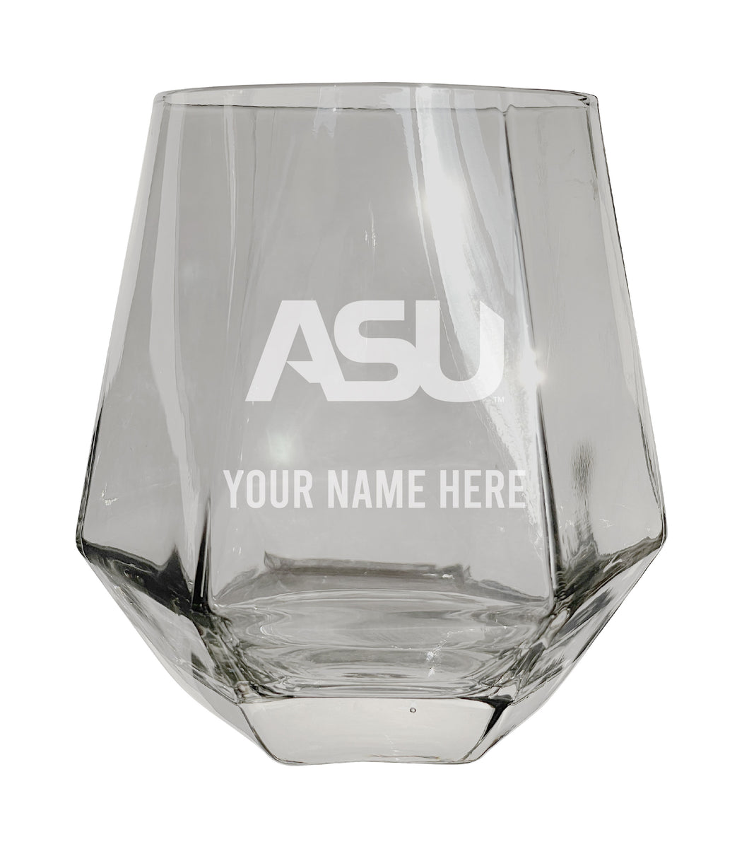 Alabama State University Customizable Stemless Diamond Wine Glass Engraved 10 oz Officially Licensed Collegiate Product 2-Pack