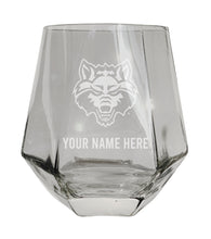 Load image into Gallery viewer, Arkansas State Customizable Stemless Diamond Wine Glass Engraved 10 oz Officially Licensed Collegiate Product
