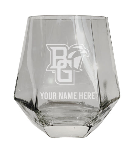 Bowling Green Falcons Customizable Stemless Diamond Wine Glass Engraved 10 oz Officially Licensed Collegiate Product Single Unit