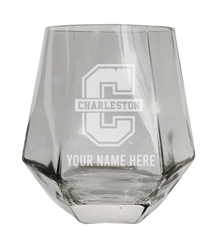 College of Charleston Customizable Stemless Diamond Wine Glass Engraved 10 oz Officially Licensed Collegiate Product Single Unit