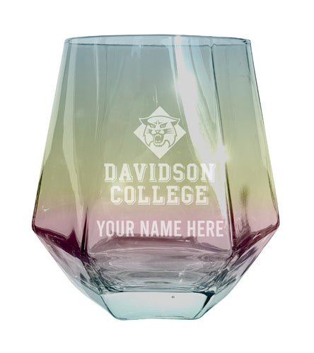 Davidson College Customizable Stemless Diamond Wine Glass Engraved 10 oz Officially Licensed Collegiate Product Single Unit