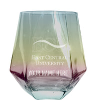 Load image into Gallery viewer, East Central University Tigers Customizable Stemless Diamond Wine Glass Engraved 10 oz Officially Licensed Collegiate Product Single Unit
