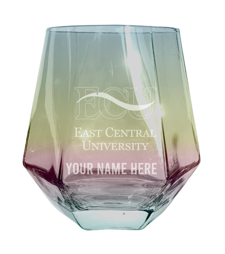 East Central University Tigers Customizable Stemless Diamond Wine Glass Engraved 10 oz Officially Licensed Collegiate Product Single Unit