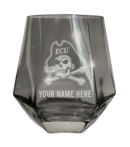 East Carolina Pirates Customizable Stemless Diamond Wine Glass Engraved 10 oz Officially Licensed Collegiate Product 2-Pack