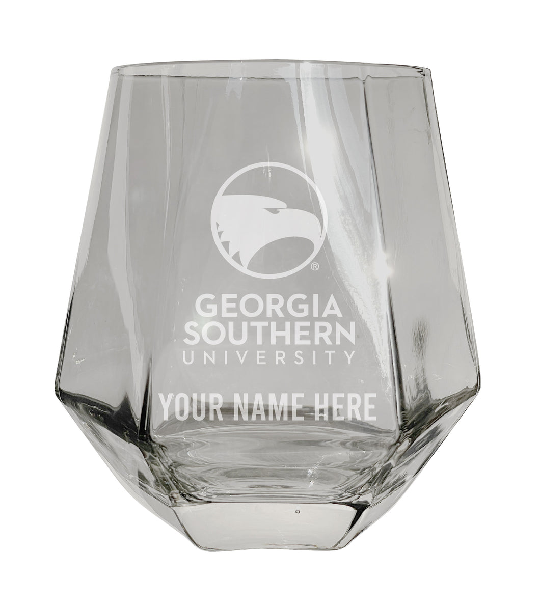 Georgia Southern Eagles Customizable Stemless Diamond Wine Glass Engraved 10 oz Officially Licensed Collegiate Product 2-Pack