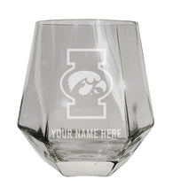 Load image into Gallery viewer, Iowa Hawkeyes Customizable Stemless Diamond Wine Glass Engraved 10 oz Officially Licensed Collegiate Product
