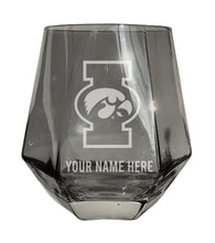 Load image into Gallery viewer, Iowa Hawkeyes Customizable Stemless Diamond Wine Glass Engraved 10 oz Officially Licensed Collegiate Product
