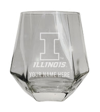 Load image into Gallery viewer, Illinois Fighting Illini Customizable Stemless Diamond Wine Glass Engraved 10 oz Officially Licensed Collegiate Product Single Unit
