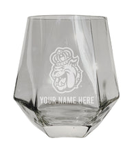 Load image into Gallery viewer, James Madison Dukes Customizable Stemless Diamond Wine Glass Engraved 10 oz Officially Licensed Collegiate Product
