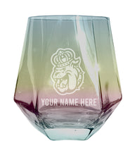 Load image into Gallery viewer, James Madison Dukes Customizable Stemless Diamond Wine Glass Engraved 10 oz Officially Licensed Collegiate Product
