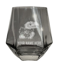 Load image into Gallery viewer, Kansas Jayhawks Customizable Stemless Diamond Wine Glass Engraved 10 oz Officially Licensed Collegiate Product Single Unit
