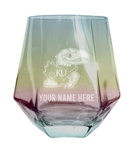 Load image into Gallery viewer, Kansas Jayhawks Customizable Stemless Diamond Wine Glass Engraved 10 oz Officially Licensed Collegiate Product
