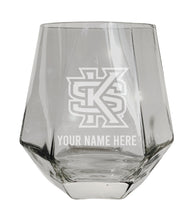 Load image into Gallery viewer, Kennesaw State University Customizable Stemless Diamond Wine Glass Engraved 10 oz Officially Licensed Collegiate Product
