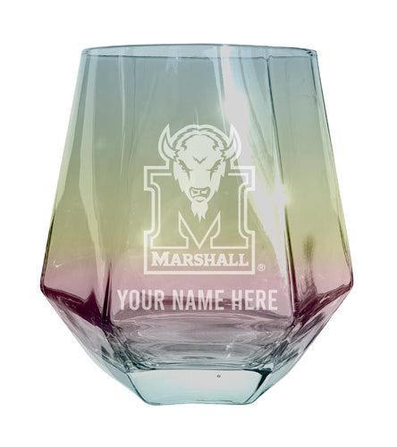 Marshall Thundering Herd Customizable Stemless Diamond Wine Glass Engraved 10 oz Officially Licensed Collegiate Product 2-Pack